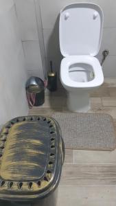 a bathroom with a white toilet and a rug at Mavrovo Centar Ski Staza in Mavrovo +24 photos