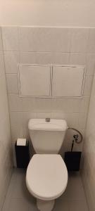 a bathroom with a white toilet with a white lid at Apartmán 604 in Vrbno pod Pradědem +14 photos