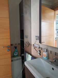 a bathroom with a sink and a mirror at CASA LOS BLOQUES in Zamora