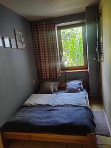 a bedroom with two beds and a window at Marlove Apartment Wrocław in Wrocław