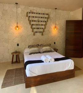 Llit o llits en una habitació de Apartment with private pool Tulum