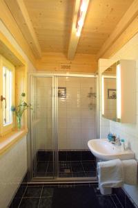 a bathroom with a shower and a sink at Jagdhaus Wagrain in Wagrain
