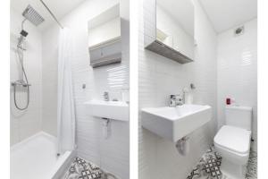 two images of a bathroom with a sink and a toilet at Spacious sleeps 3 Ensuite Room In twickenham TW7 in Isleworth