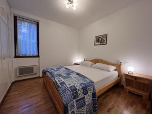 a bedroom with a large bed and a window at Trilocale Rendena 035 in Giustino