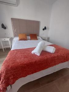 a bedroom with a bed with two pillows on it at Casa Nina in Linares