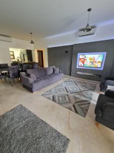TV a/nebo společenská místnost v ubytování Luxurious Apartment in Mivida with Pool/Gym Access