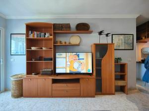 En TV eller et underholdningssystem på Vacacional Candelaria vistas al mar con garaje gratuito
