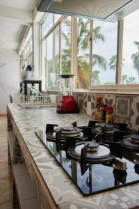 a kitchen with a counter with a blender on it at Hotel Casa Ceci Inn in San José del Cabo