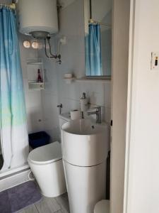 a white bathroom with a toilet and a sink at Ana Apartment in Šibenik