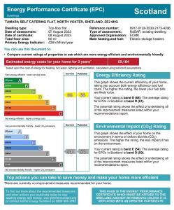 a screenshot of the energy performance certificate page of a website at Tamara Apartment in Sandwick