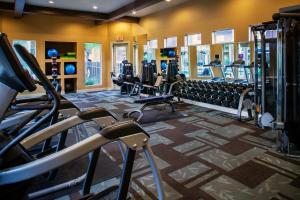 a gym with rows of treadmills and machines at Luxury Vacation Rentals by Meridian CondoResorts in Scottsdale