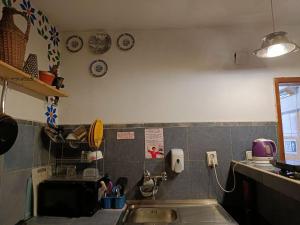 a kitchen with a sink and a counter top at 10 Coins Hostel & tours in Sofia