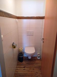 małą łazienkę z toaletą w pokoju w obiekcie Ferienwohnung Boahof w mieście Lessach