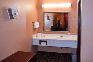 La salle de bains est pourvue d'un lavabo et d'un miroir. dans l'établissement Richburg Inn, à Richburg