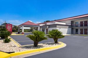 a hotel with palm trees in a parking lot at Red Roof Inn & Suites Statesboro - University in Statesboro