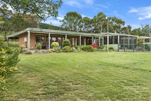 a house with a large yard in front of it at Gisborne Peak Winery Short Term Stays in Gisborne