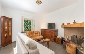 - un salon avec un canapé et une cheminée dans l'établissement Casa Sul Serra, à Capannori