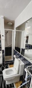 łazienka z toaletą, umywalką i wanną w obiekcie Fox Lodge w mieście Drogheda