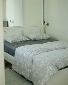 2 Betten mit weißen Decken und Kissen in einem Zimmer in der Unterkunft Elite House in Palić