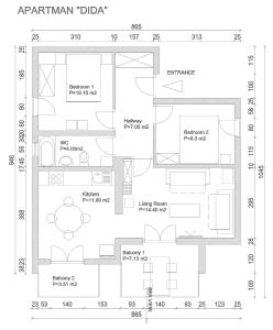 Plán poschodí v ubytovaní Apartments Vucak