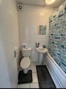 a small bathroom with a toilet and a sink at Spacious One bedroom apartment Edgeware Road Central London in London