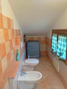 uma casa de banho com um WC e um lavatório em Le Rose em Olmedo