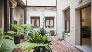 a courtyard with potted plants in a building at Apartamento Alfileritos 14 by Toledo AP in Toledo