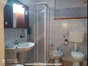 a bathroom with a sink and a toilet and a shower at CasaNella in Lanciano