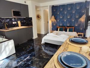 Dapur atau dapur kecil di Studio avec jaccuzzi