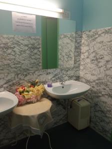 ein Bad mit einem Waschbecken und einem Spiegel in der Unterkunft LOCANDA SAN GALLO in Moggio Udinese