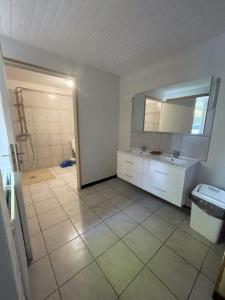 uma casa de banho com um lavatório e um espelho em Hotel Du Parc em Sancoins