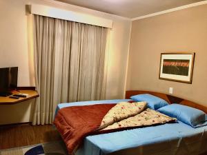 Μια τηλεόραση ή/και κέντρο ψυχαγωγίας στο Apartamento aconchegante no Batel