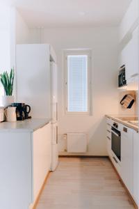Kuchyň nebo kuchyňský kout v ubytování Nordic sauna apartment in center