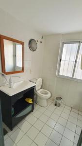 y baño con aseo, lavabo y espejo. en Mendoza Andes view en Mendoza