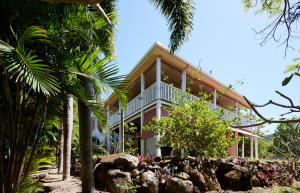 a house with palm trees in front of it at Tropical Styling in Cooktown