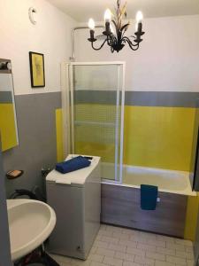 een badkamer met een douche, een toilet en een wastafel bij FLC - La Plaine-Cr. Julien-Lift-Clim in Marseille