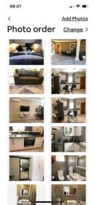 a collage of photos of a bedroom and a office at La Posada Umhlanga in Durban