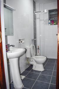 a bathroom with a toilet and a sink at Lighthomes31 in Thika