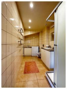 a bathroom with a sink and a toilet in a room at Apartaments in the city centre in Kaunas