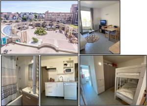 a series of four pictures of a apartment with a playground at Escapade à Pornichet/Wi-fi/Parking/Bord de Mer in Pornichet