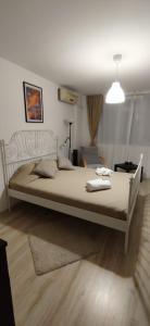 1 dormitorio con 1 cama grande en ApartHotel Catalin, en Galaţi
