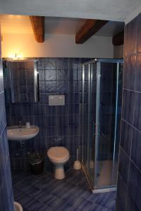 a bathroom with a shower and a toilet and a sink at Ca Marina in Stromboli
