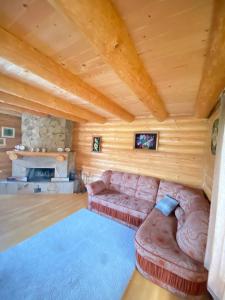 a living room with a couch and a fireplace at Садиба Краєвських in Krapivnik