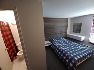 Cette petite chambre comprend un lit et une fenêtre. dans l'établissement Auberge Le Dalton, à Trois Rives