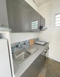 a kitchen with a sink and a counter top at Casamango in Basse-Terre