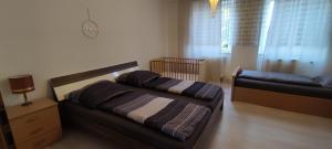 a bedroom with two beds and a couch at HAPPINESS 2-ZApp 1-OG Hofgeismar-Zentrum! in Hofgeismar