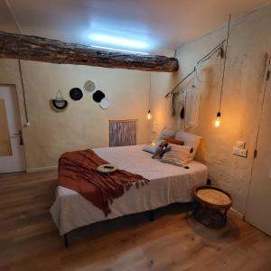 a bedroom with a large bed in a room at Chambre d'hôtes Gard in Meynes