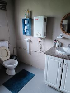 a bathroom with a toilet and a sink at Seaview Cottage in Coffee Bay