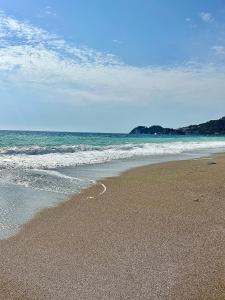 une plage de sable avec l'océan et les vagues dans l'établissement A casa del nonno Jack, à Letojanni