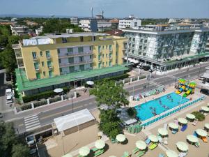an overhead view of a city with a pool and buildings at Hotel Holiday Park in Bellaria-Igea Marina